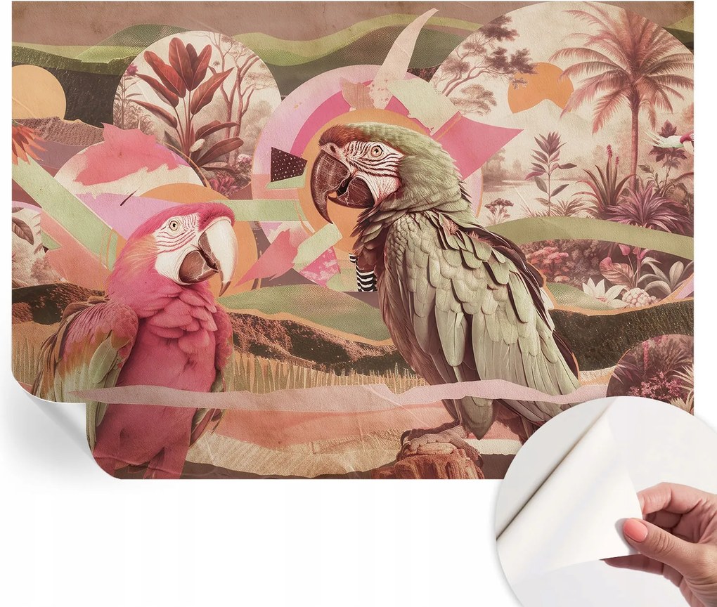 Öntapadós tapéta Divatos 3D fali ragasztó Trópusi madarak 312x219 cm