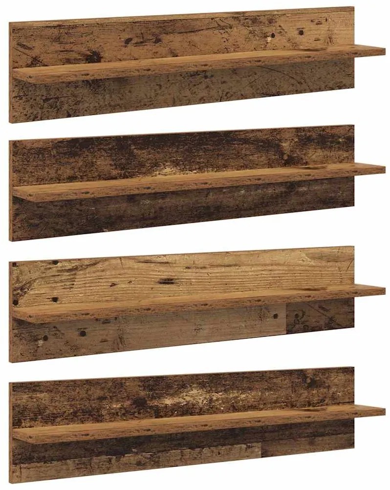 Falpolcok polcokkal 4 pcs Öreg fa 80 x 11,5 x 18 cm Faanyag