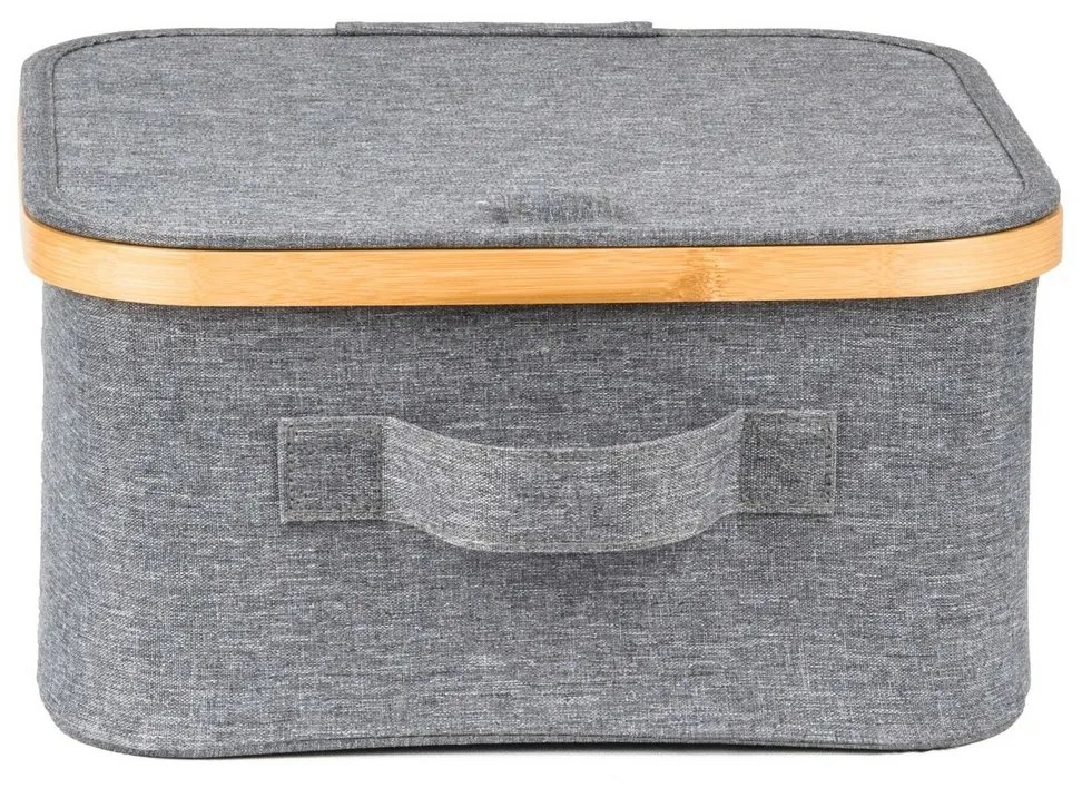 G21 tárolódoboz 30 x 30 x 15 cm, bambusz, fedéllel, szürke