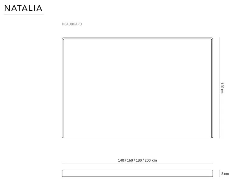 Világoskék ágytámla 180x120 cm Natalia – Milo Casa