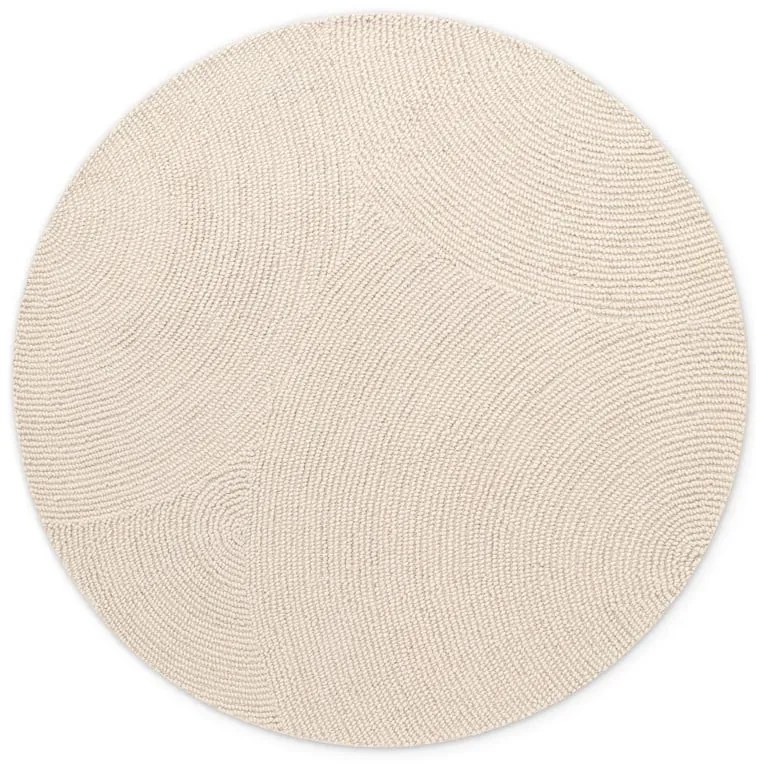 Világos natúr színű kézi szövésű gyapjú kerek szőnyeg ø 150 cm Eleni Natural White – Hanse Home
