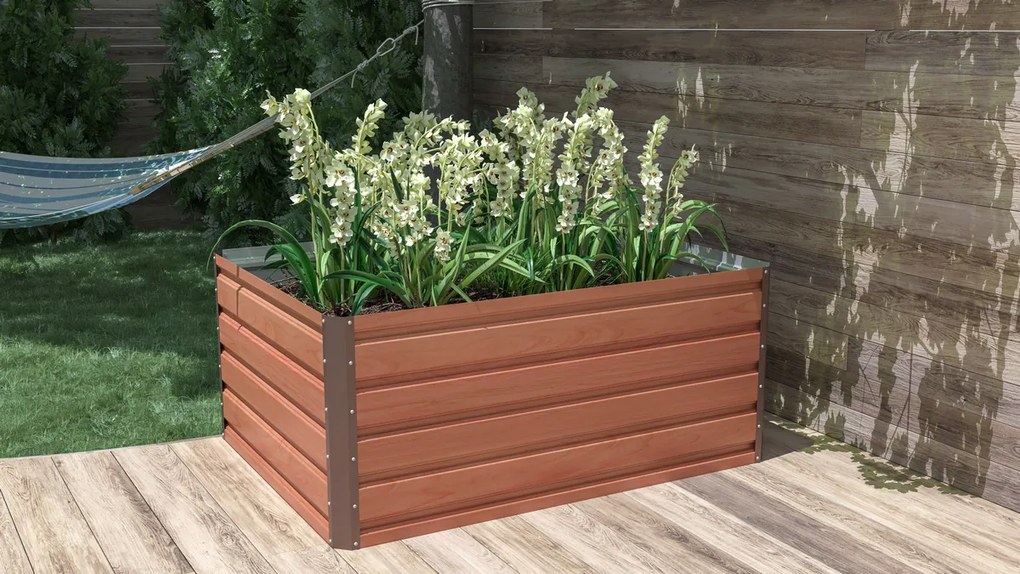 Emelt virágágy G21 Daisy 120 x 90 x 52 cm, fém,barna