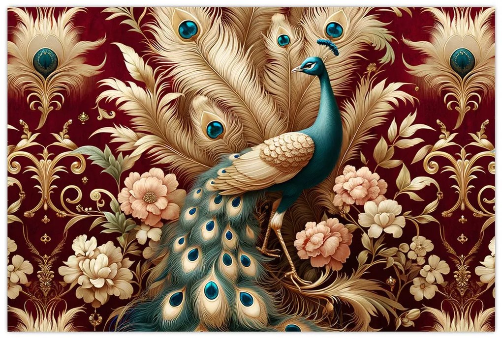 Kép – Elegáns páva (90x60 cm)