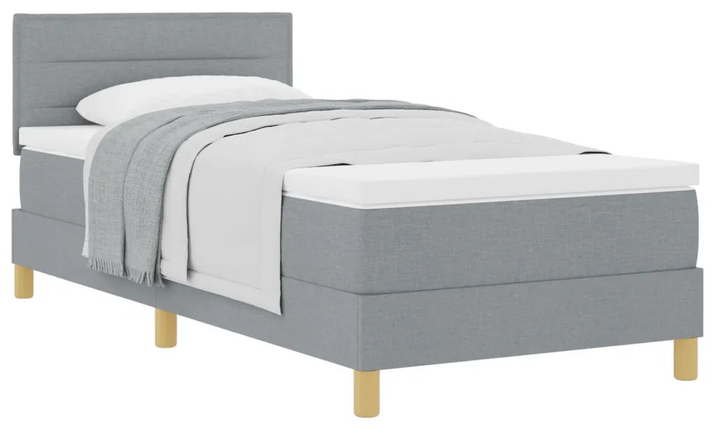Box Spring Ágy matraccal Világosszürke 80x200 cm Szövet