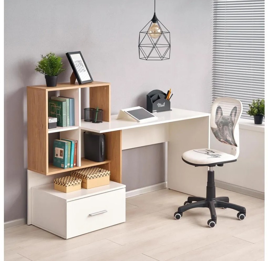Íróasztal GORA tölgy/fehér