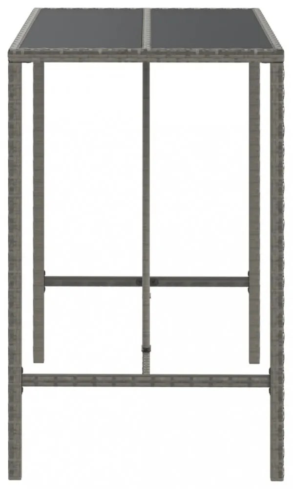 szürke polyrattan üveglapos bárasztal 110 x 70 x 110 cm