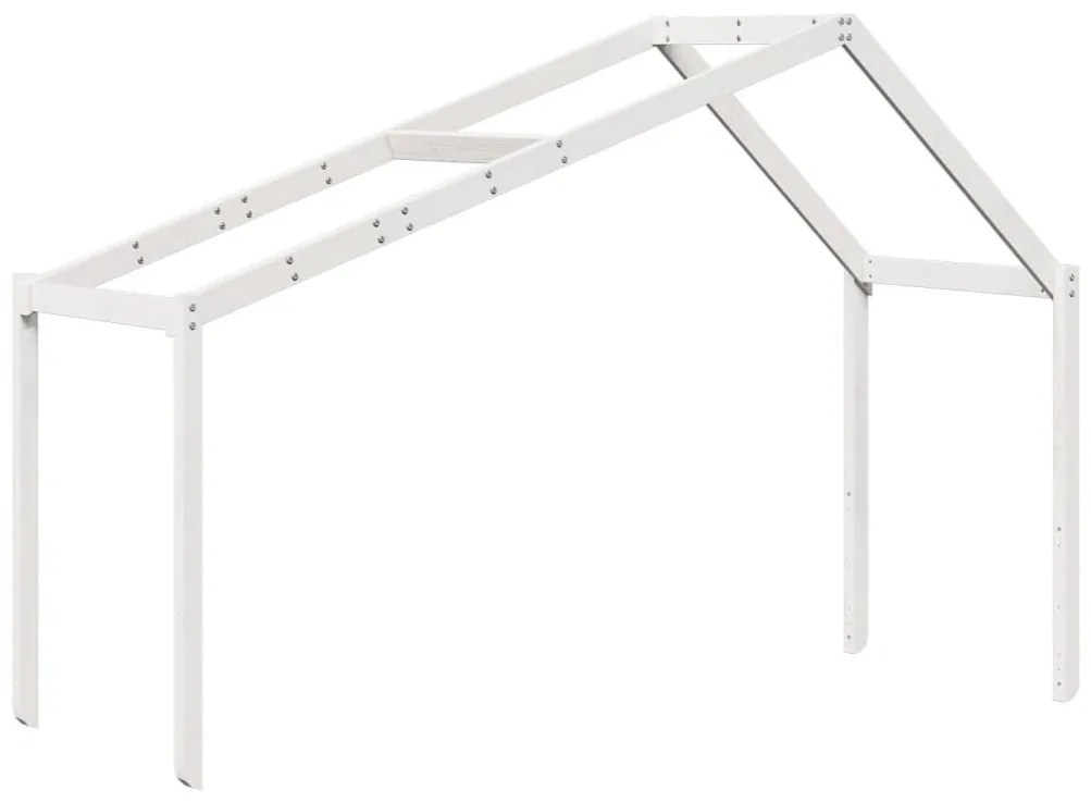 fehér tömör fenyőfa magasított ágy tetővel 75 x 190 cm