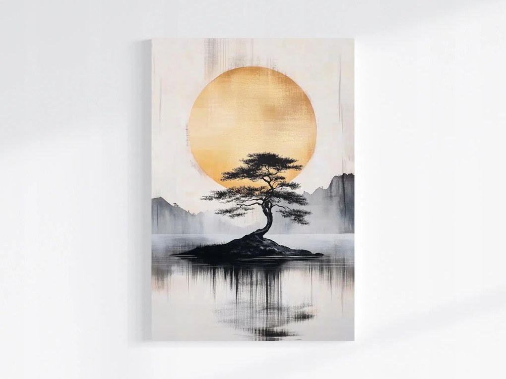 Vászonkép Canvas Tájkép Ázsia Keleti Fa Hold Tó 40x60