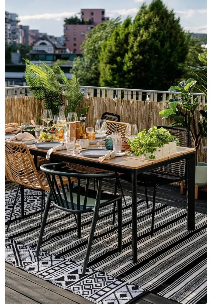 Zambezi fekete-fehér kétoldalas kültéri szőnyeg újrahasznosított műanyagból, 160 x 230 cm - Green Decore