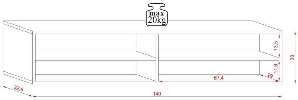 TV szekrény 140 cm Wotan tölgy színben – DERBY