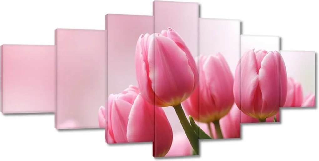 Vászonkép 210x100 Rózsaszín tulipánok