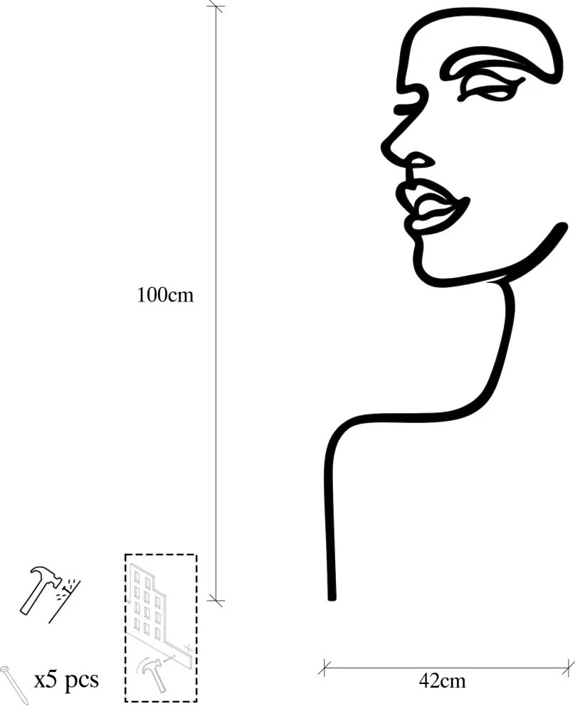 Woman fém fali dekoráció, 42×100 cm