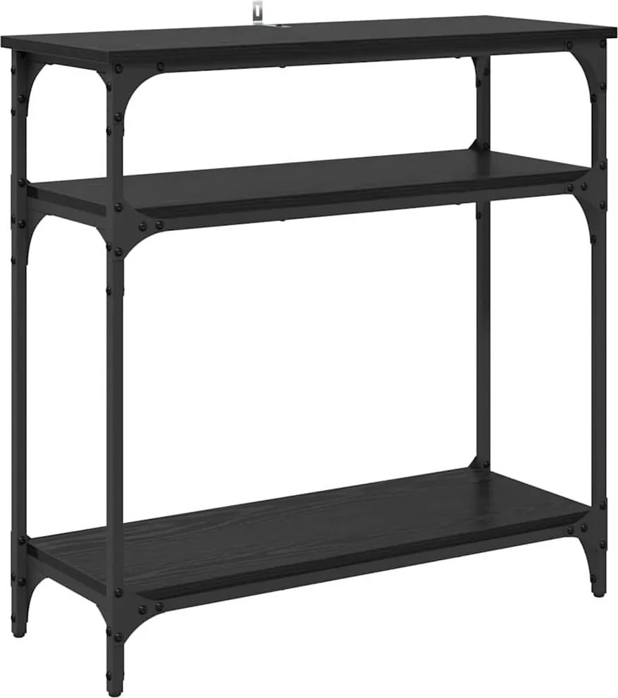 vidaXL Konzolasztal polcokkal Fekete tölgy 75 x 29 x 75 cm Faanyag