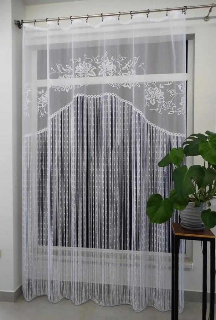 Mg Spagetti Függöny virág zsinór 200x250 Fehér 21986