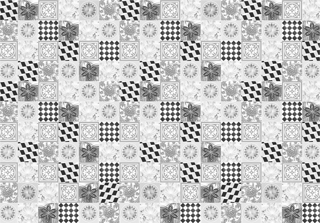 Fotótapéta Szürke geometria csempe virágok vinil 312x219 +ragasztó