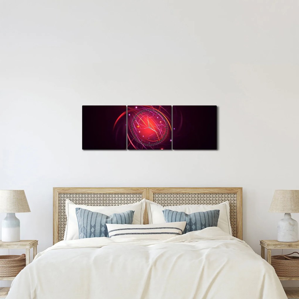 Modern kép absztrakció (órával) (90x30 cm)