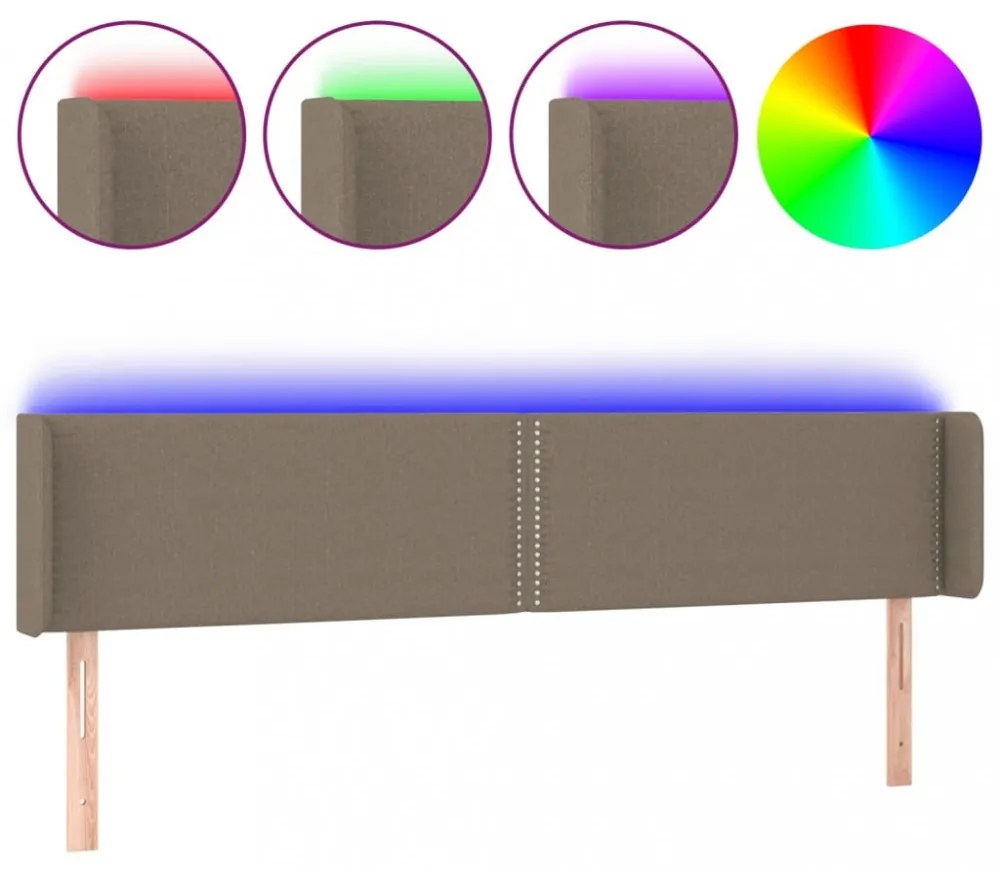 tópszínű szövet LED-es fejtámla 163 x 16 x 78/88 cm