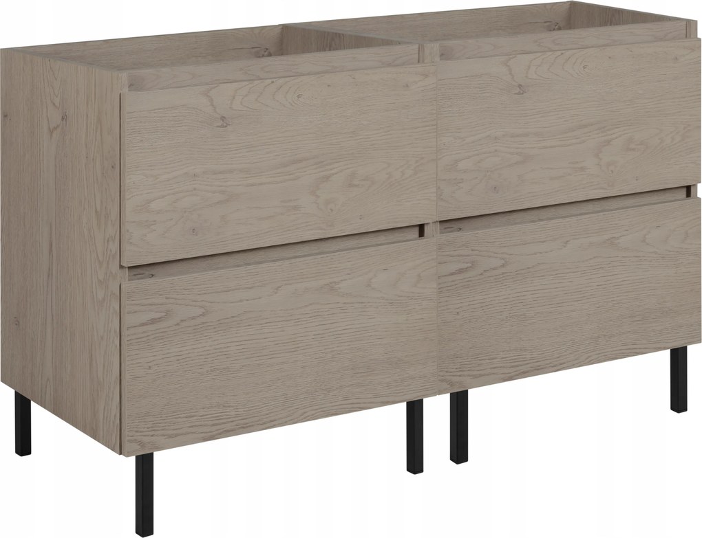 Álló Fürdőszoba Szekrény Mosdó Alá 120 Matt Tölgy Front Fém Lábak