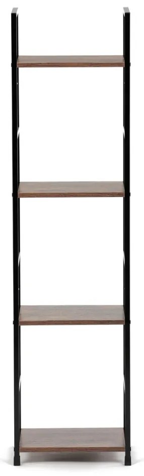 Bibliotecă, 4 rafturi, decor lemn vintage, MDF, lac negru