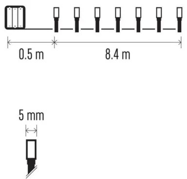 LED Karácsonyi fényfüzér kültéri 120xLED/3xAA 8,9m IP44 meleg fehér