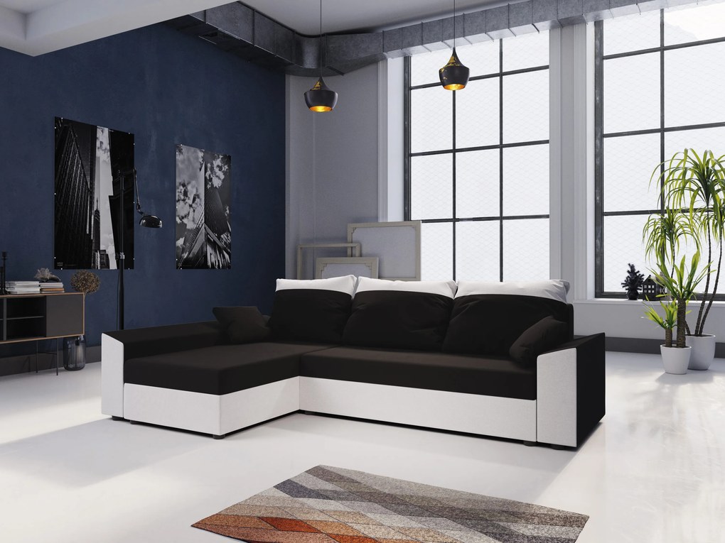 Sarok ülőgarnitúra Paragon L (fekete + fehér) (B). 1062165