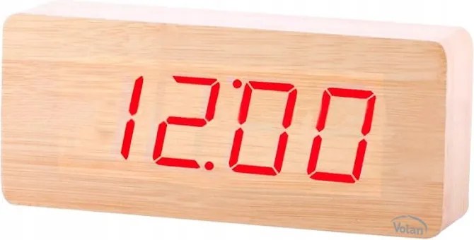 Nagy Óra Elektronikus Led Ébresztőóra Fából készült digitális álló Dat Hőmérő