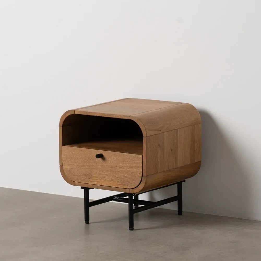 Natúr színű mangófa éjjeliszekrény Mahón – Ixia