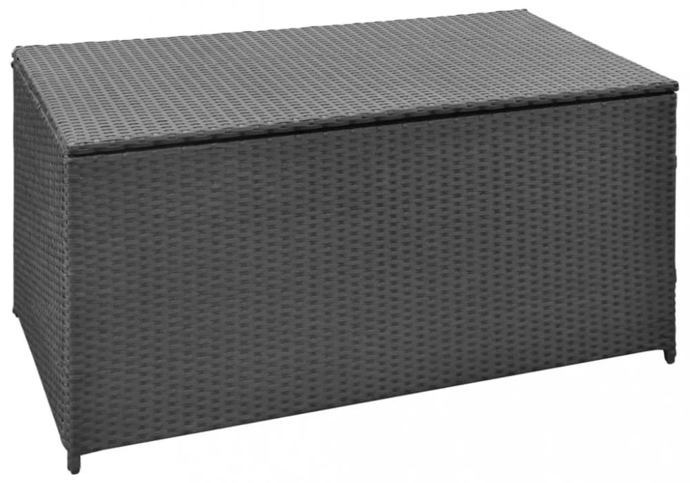 fekete polyrattan kerti tárolóláda 120 x 50 x 60 cm