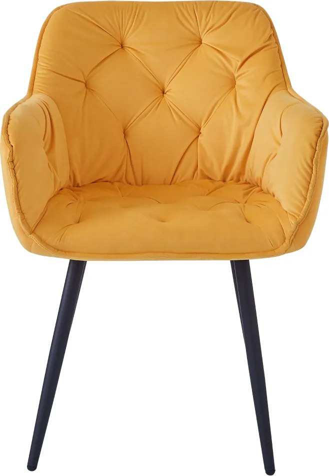 Dizájnos fotel, sárga Velvet szövet, FEDRIS NEW