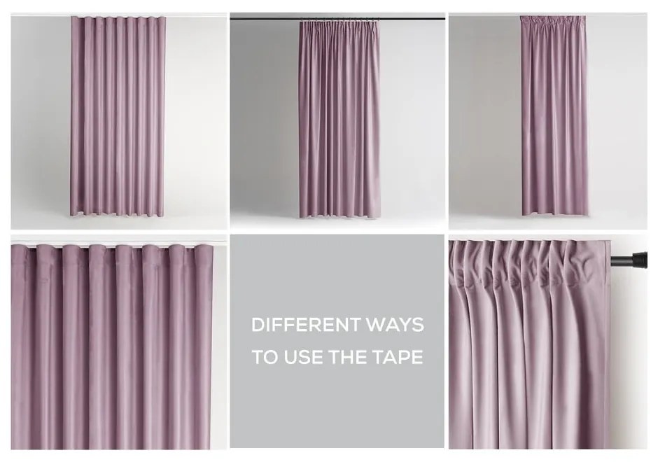 Világos rózsaszín bársony dimout (részleges sötétítő) függöny 140x270 cm Pleat – Restilo