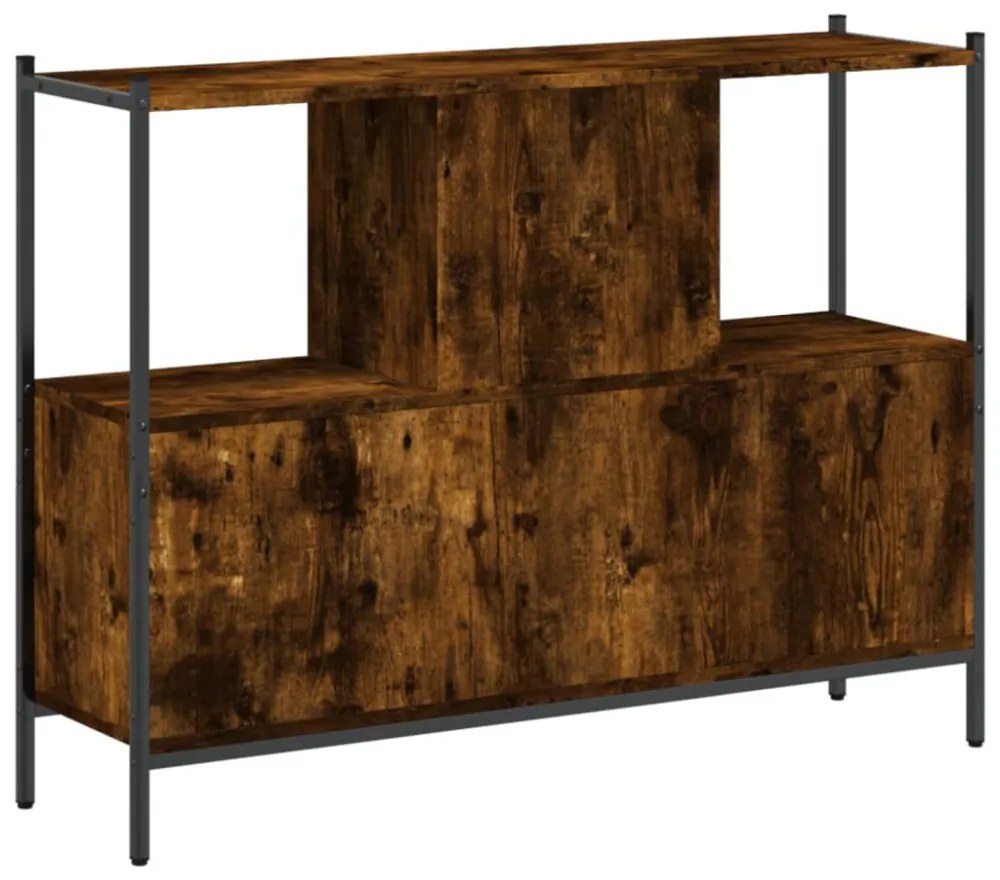 füstös tölgy színű szerelt fa könyvszekrény 102x28x77,5 cm