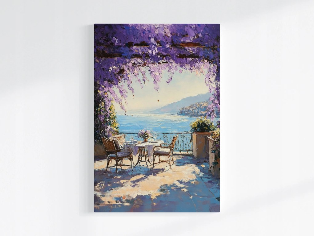 Poszter Tájkép Mediterrán Terasz Tenger Wisteria 80x120