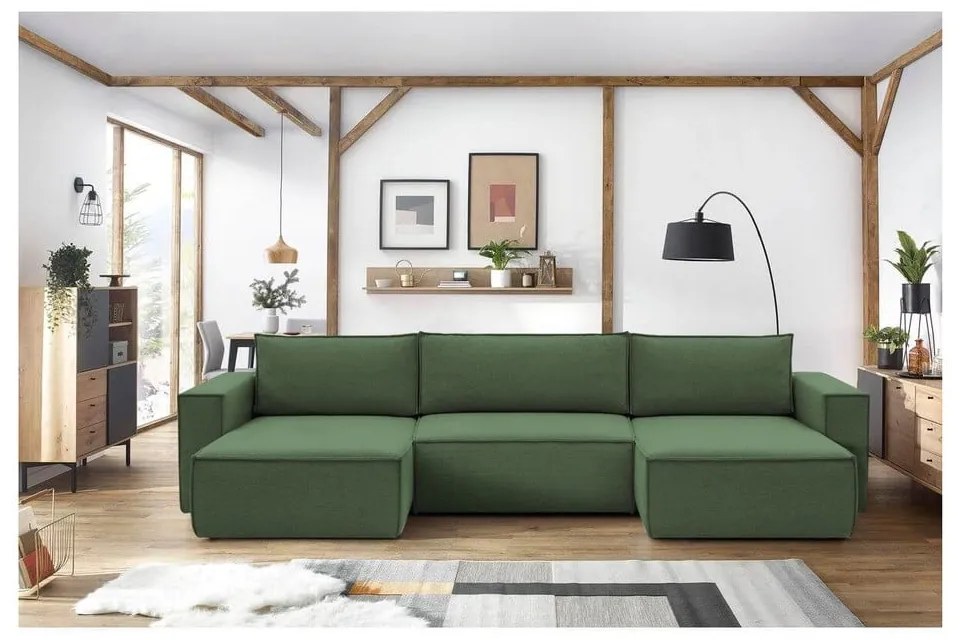 Zöld sarokkanapé ("U" alakú) Nihad – Bobochic Paris