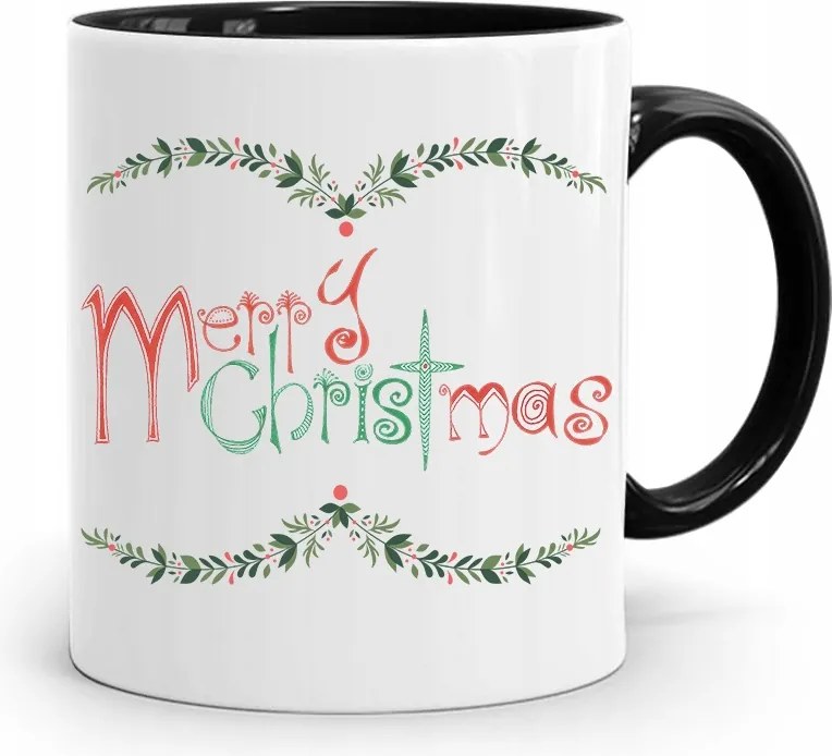 Fekete Karácsonyi Bögre Mikulásra, fényképes nyomtatással