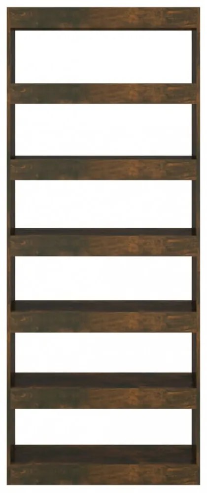 füstös tölgy színű fa könyvszekrény/térelválasztó 80x30x198 cm