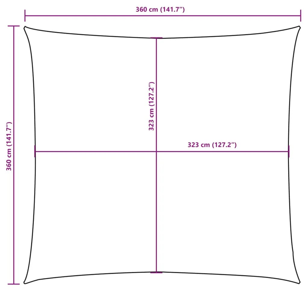 piros négyzet alakú oxford-szövet napvitorla 3,6 x 3,6 m