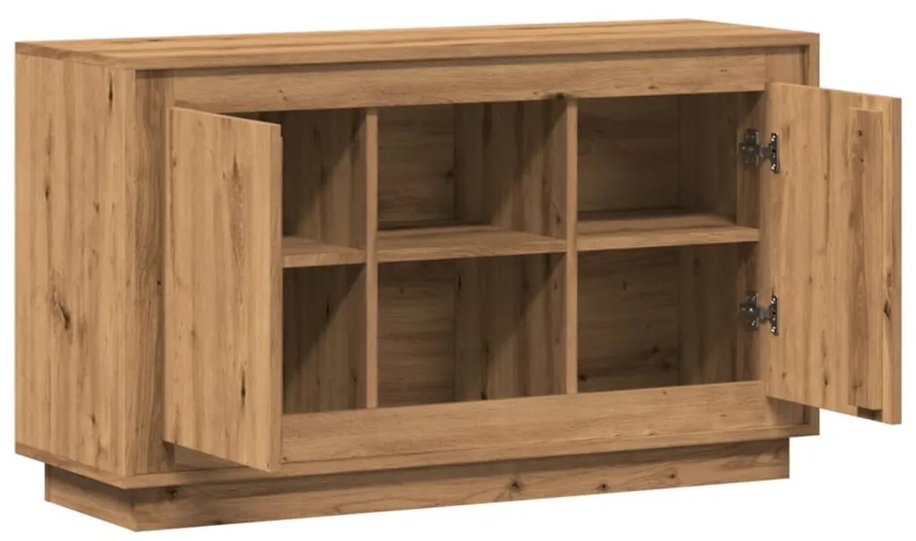 kézműves tölgy színű szerelt fa tálalószekrény 102 x 35 x 60 cm