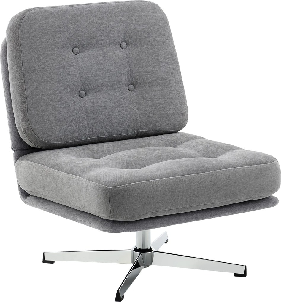 HOMCOM 360° forgó chenille pihenőfotel — extra széles, párnázott olvasófotel fém lábakkal, világosszürke | Aosom