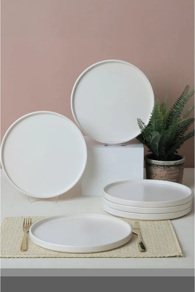 Fehér kerámia tányér készlet 6 db-os ø 27 cm – Hermia