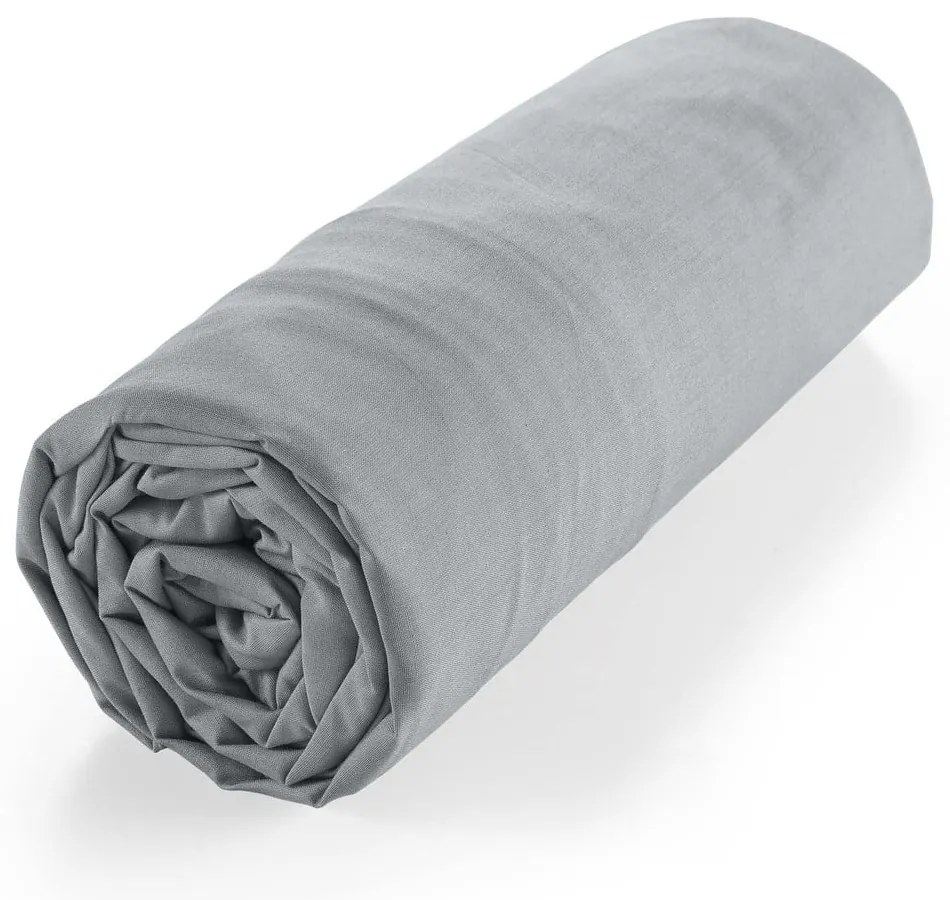 Szürke gumis bio pamut lepedő 180x200 cm Biolina – douceur d'intérieur