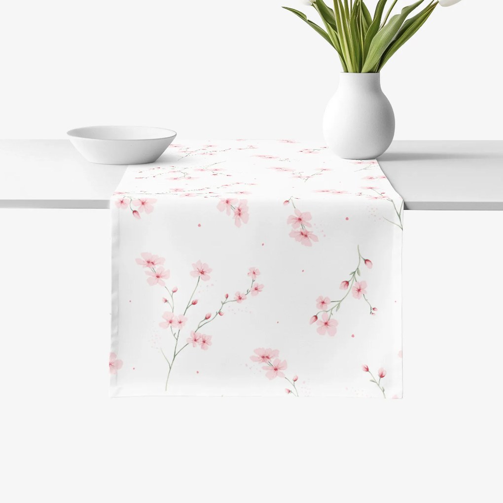 Goldea pamut asztali futó - cseresznyevirágok 20x120 cm