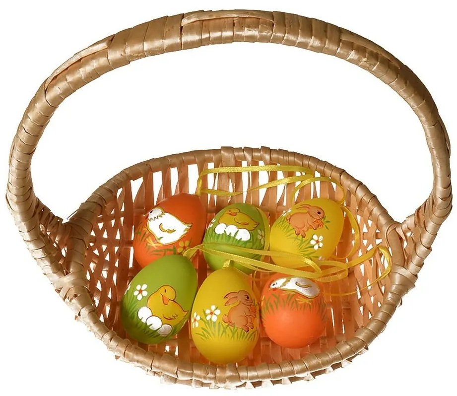 Kültéri függőtojás készlet 6 cm magas, 6 db-os, 6 db csomagban, vegyes színekben.
