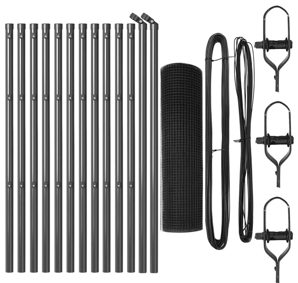 Hegesztett Drótkerítés 13 Oszloppal Szürke 0.8x25 m Acél
