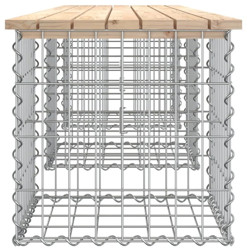 tömör fenyőfa gabion kerti pad 203x44x42 cm