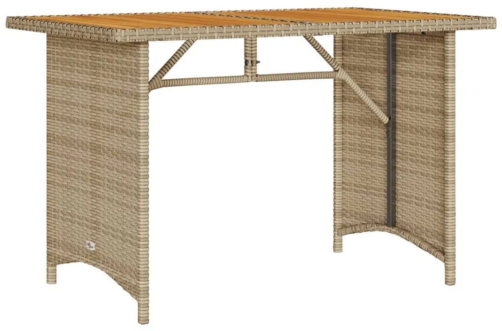 bézs polyrattan falapos kerti asztal 110x68x70 cm