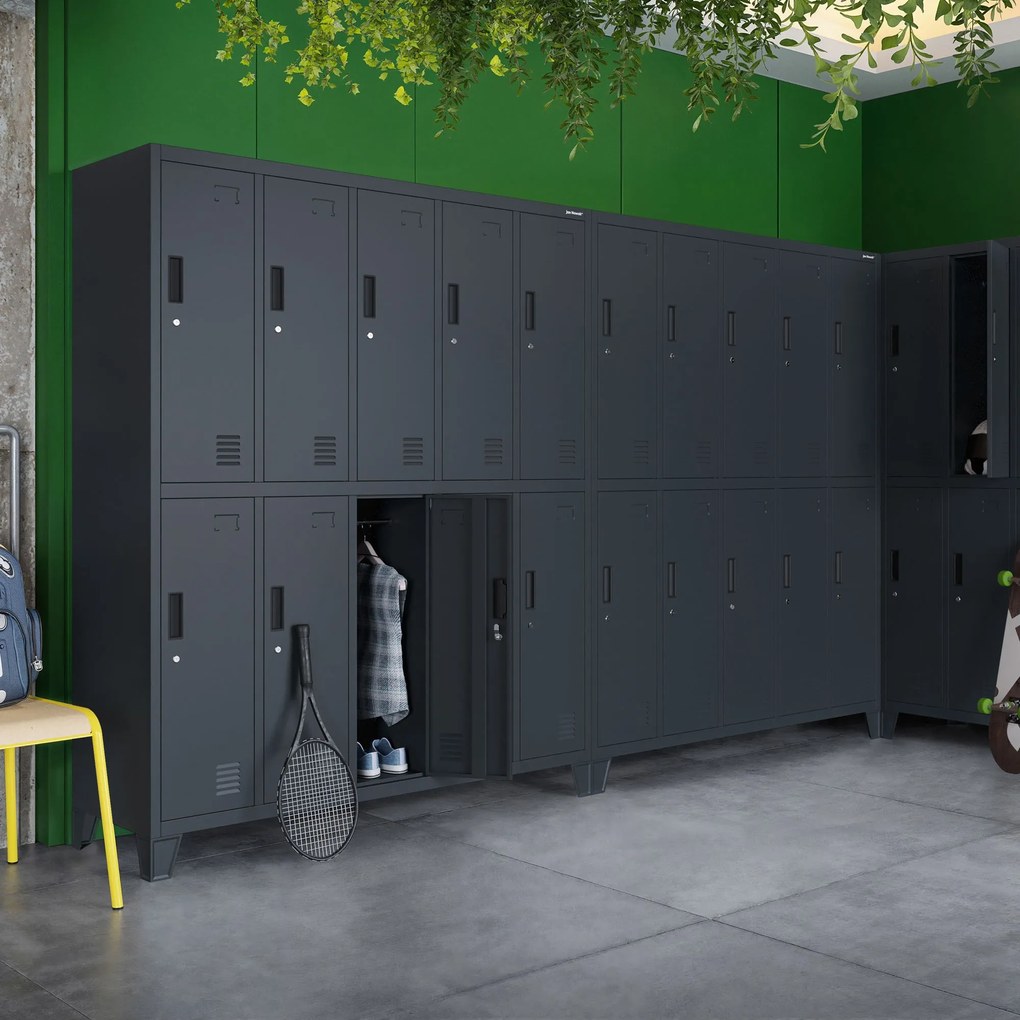 Fém öltözőszekrény BHP, 10 ajtós, BARTEK 1360 x 1720 x 450 mm, antracitszürke