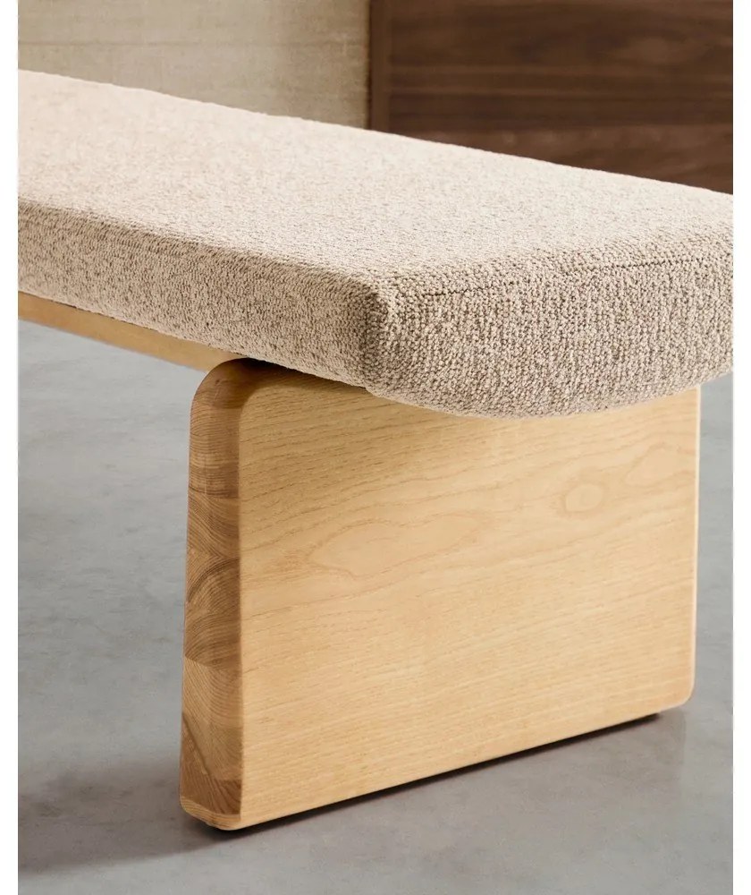 Bézs-natúr színű zsenília pad Topaz – Kave Home