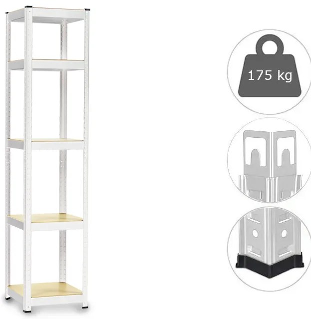MEGA HIT: Salgó polc 1800x400x400 mm lakkozott 5-polc, teherbírás 875 kg - FEHÉR