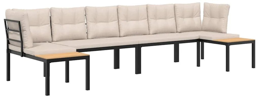 4 részes fekete porszórt acél kerti kanapészett párnával