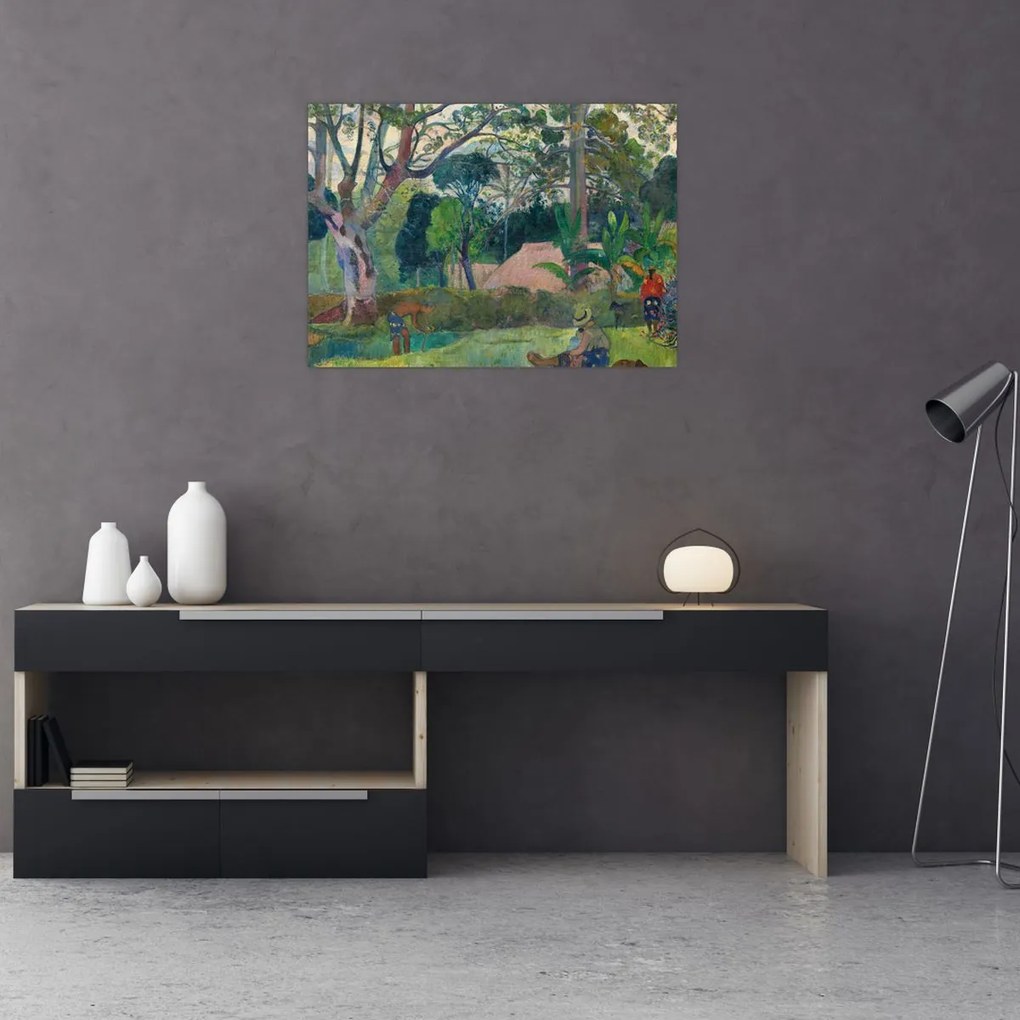 Üveg kép - Paul Gauguin, Te raau rahi (The Big Tree), reprodukciók (70x50 cm)